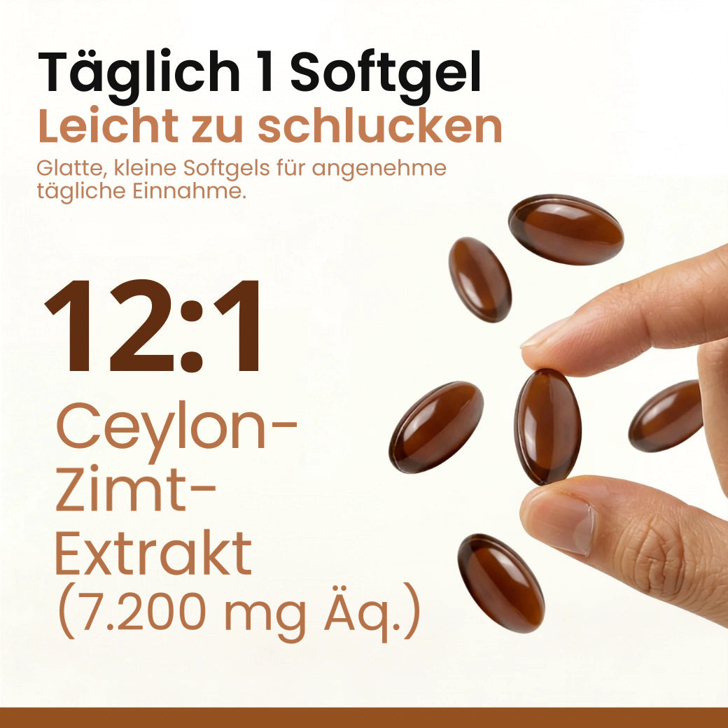 Täglich 1 Softgel, leicht zu schlucken